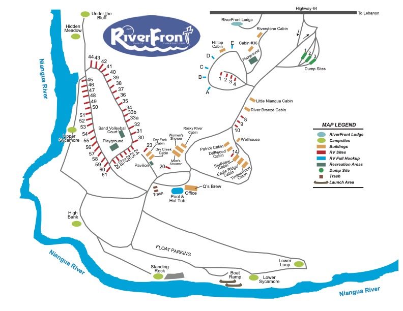 Campground map riverfront campground and canoe rental lebanon mo